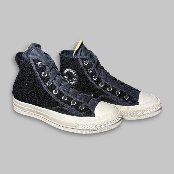 Converse Chuck 70 High Top Sherpa Black Sneakers - Women’s Size 7 - Picture 1 of 6